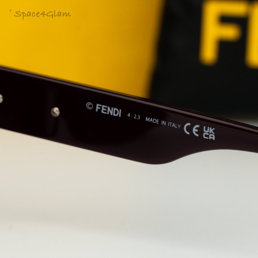 BRAND NEW Fendi FE40091U FENDIGRAPHY 69A Bordeaux Grey Unisex Square Sunglasses - Picture 5 of 8